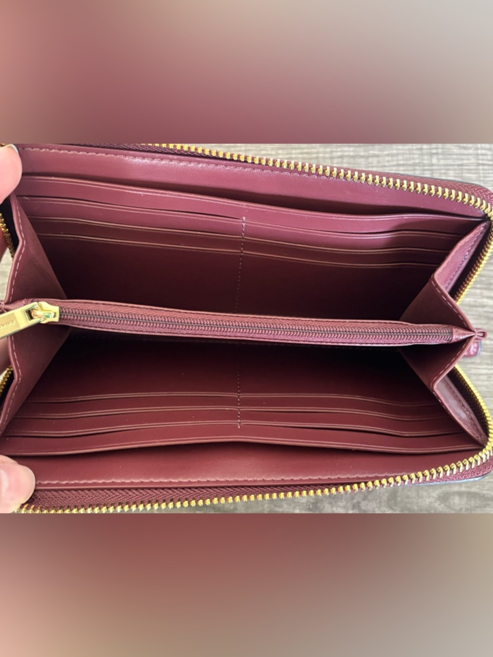 Coach Accordion Zip Wallet in Signature Canvas with Desert Tulip Print - Picture 8 of 14